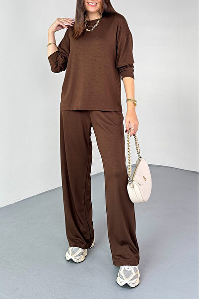 studio fashion 1988 Women's Premium Modal Fabric Crew Neck Long Sleeve Basic Two-Piece Set