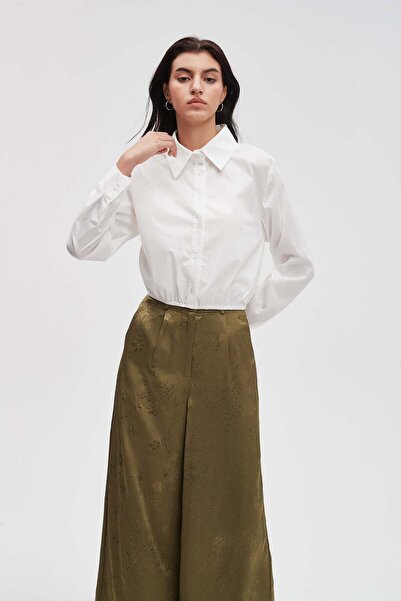 menta بلوزة سادة بأكمام طويلة