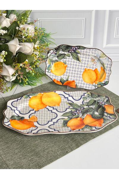 ROSSEV Lemons Rectangular Presentation Plate Set of 2