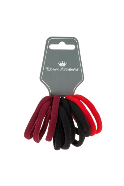 SHOPIENS Set 10 elastice de păr Shopiens® pentru femei, negru, roșu și bordo