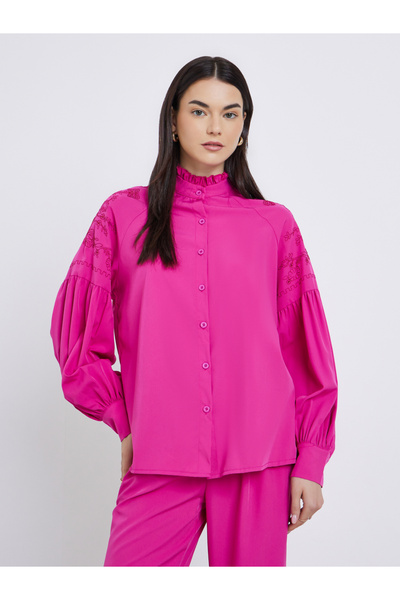 Take Two By Styli Pink Embroidered Panel Shirt and Pants Co-Ords