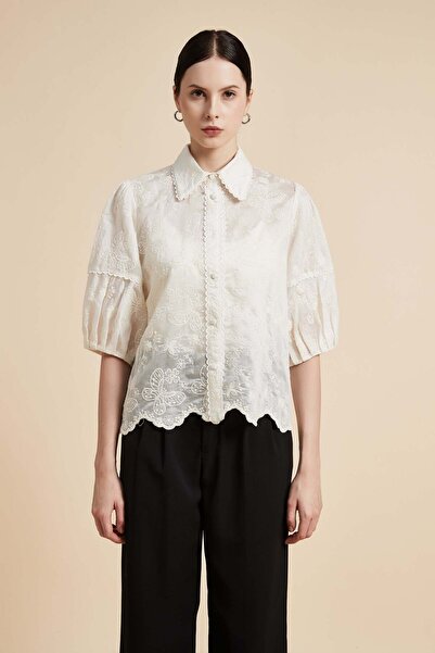 Yola Half-Sleeve Shirt Collar Top