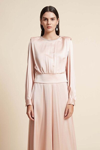 Yola Satin Square-Neck Long-Sleeve Top