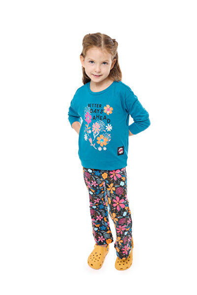 Victor and Jane By Styli طقم بلوزة وبنطال ضيق بطبعة زهور متعددة للبنات