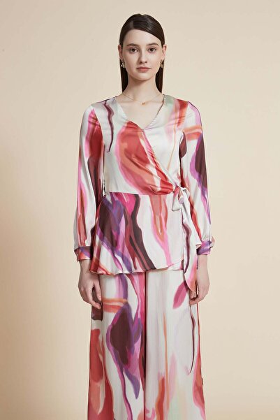 Yola Printed V-Neck Long-Sleeve Top