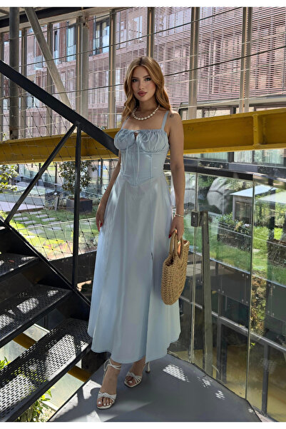 Angel Mia Rochie lungă din poplin albastru