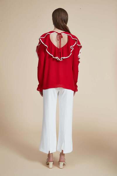Yola Solid Ruffled Long-Sleeve Top