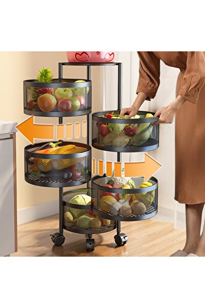 Modern shop 5-Tier Rotating Stainless Steel Storage Rack for Vegetables or Fruits