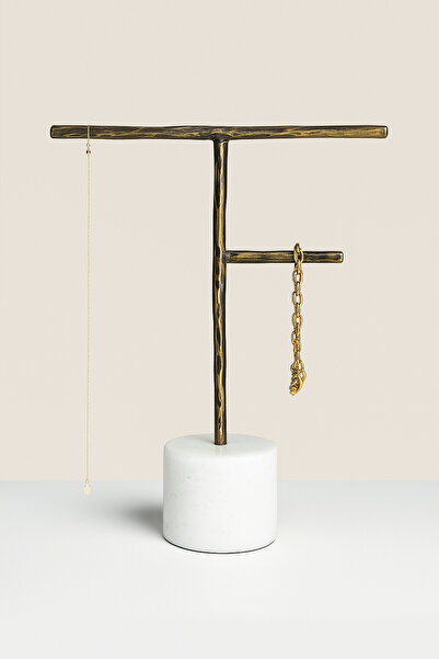 DMR HOME Marble Base Brass Jewelry Stand – Necklace, Bracelet, and Earring Or...