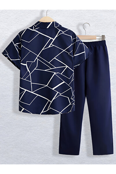 Take Two By Styli Teen Printed Button Front Shirt and Pants Set