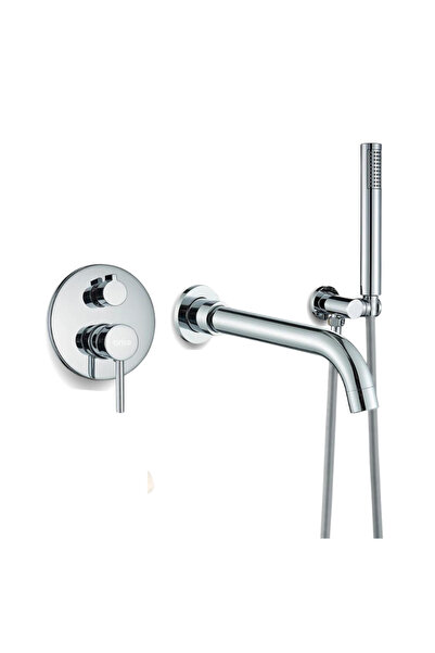 2H Baterie de cadă de lux, din alamă, montată pe perete, cromată