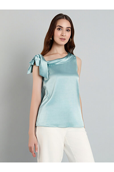 Mish By Styli Women Tie-Up Detail Asymmetric Neck Top