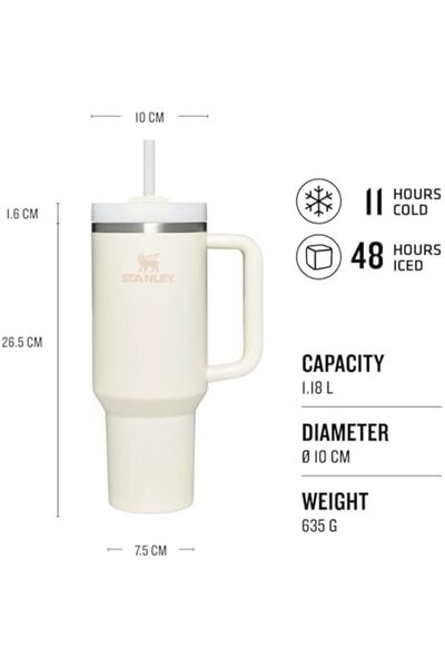 Generic Quencher H2.0 FlowState Drinking Bottle with Straw, 1.2 L, Cream