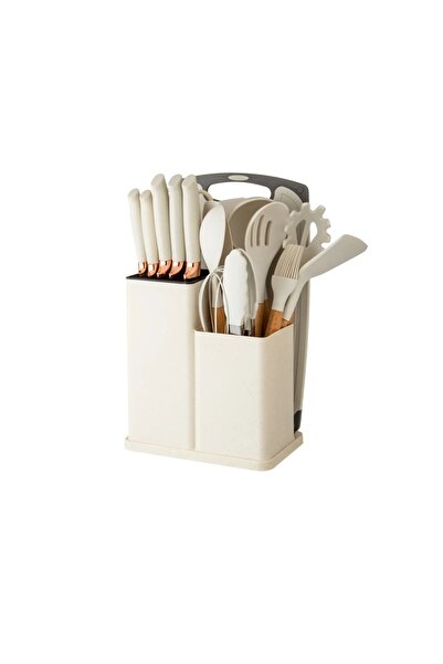 ORIAN طقم ملاعق وسكاكين مطبخ أبيض مكون من 19 قطعة