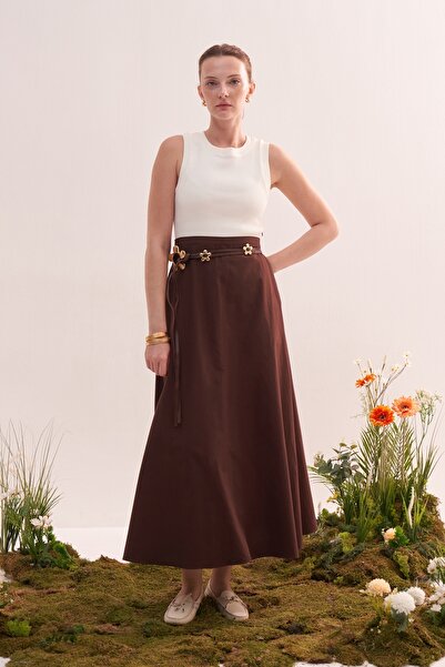 EBU Prive Γυναικείο Φόρεμα από Μικτό Υφασμάτινο Καφέ