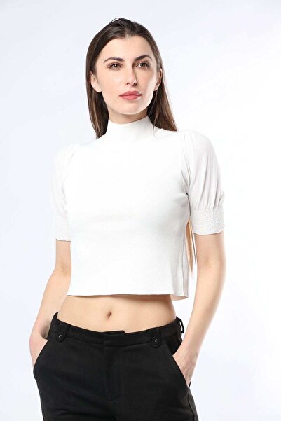 Nichii Solid High-Neck Short-Sleeve Top