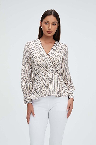 mica Printed V-Neck Long-Sleeve Top