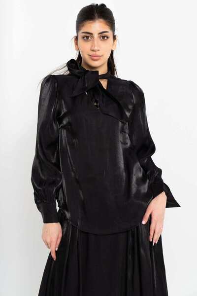 Nichii Solid Long-Sleeve Top with Tie