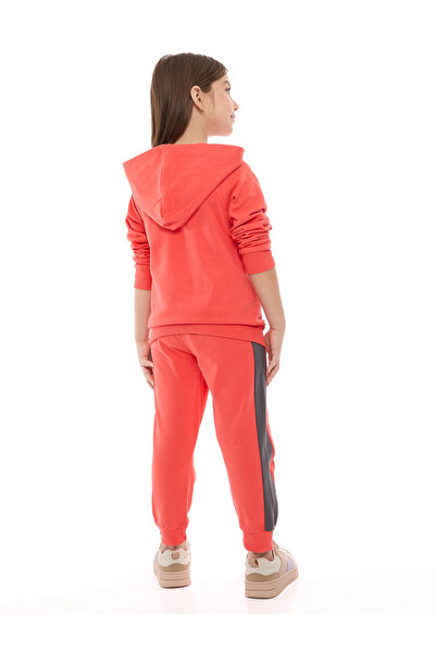 Victor and Jane By Styli Girls Coral Graphic Hoodie and Joggers Set