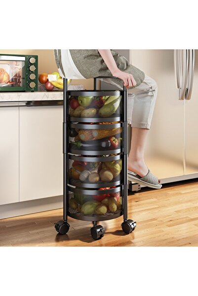 Modern shop 5-Tier Rotating Stainless Steel Storage Rack for Vegetables or Fruits