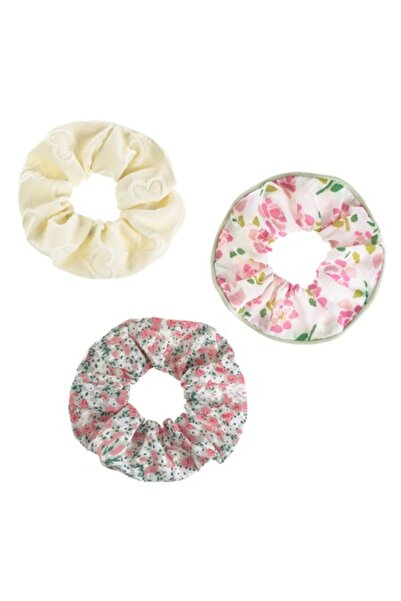 SHOPIENS Set 3 elastice pentru femei Shopiens®, ecru cu inimioare în relief, ...