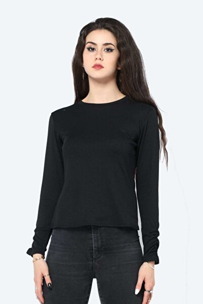 Kitschen Solid Ribbed Long-Sleeve Top