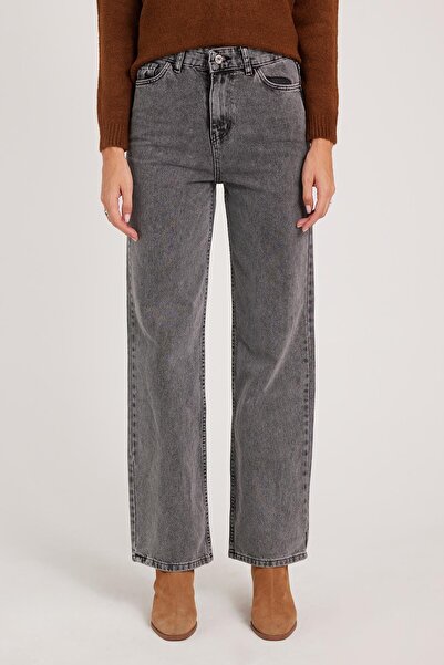 Tudors Women's Regular Fit Classic Cut Cotton Wide Leg Anthracite Jeans