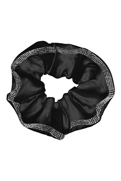 SHOPIENS - Elastic de par pentru femei, textil satinat de culoare neagra cu s...