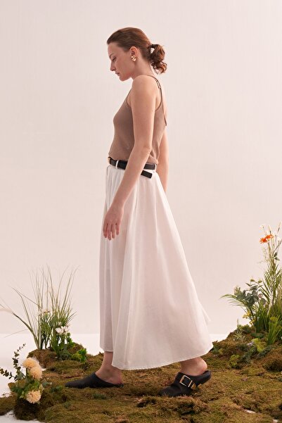 EBU Prive Жіноча органічна бавовняна спідниця з плісировкою, екрю