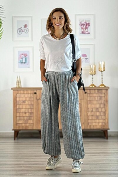Nevin Kaya Moda Gray Openwork Shalwar