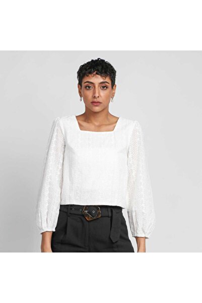 Nichii Square-Neck Long-Sleeve Top