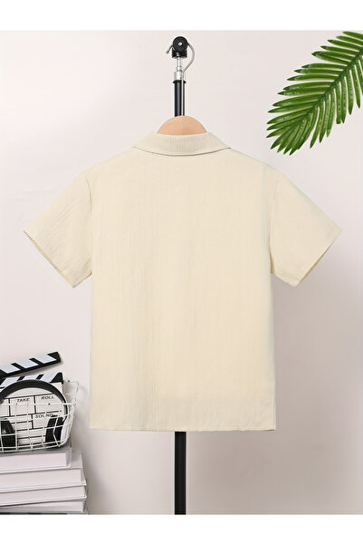 Take Two By Styli Teen Beige Textured Button Front Shirt