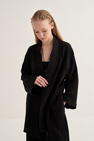 EBU Prive Women's Muslin Kimono Set Black