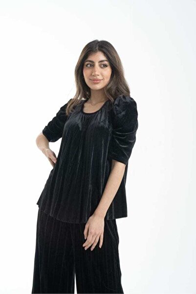 Nichii بلوزة طويلة بأكمام قصيرة