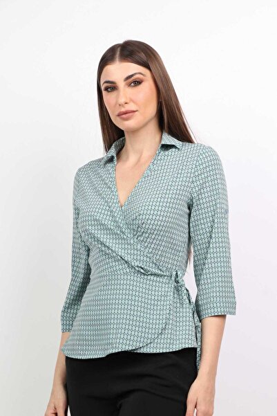 mica Printed Tie-Waist V-Neck Top