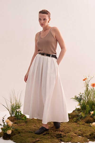 EBU Prive Жіноча органічна бавовняна спідниця з плісировкою, екрю