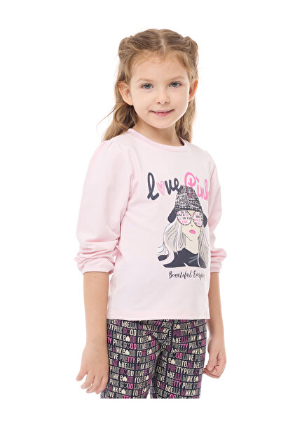 Victor and Jane By Styli Girls Glitter Graphic Top and Flared Leggings Set