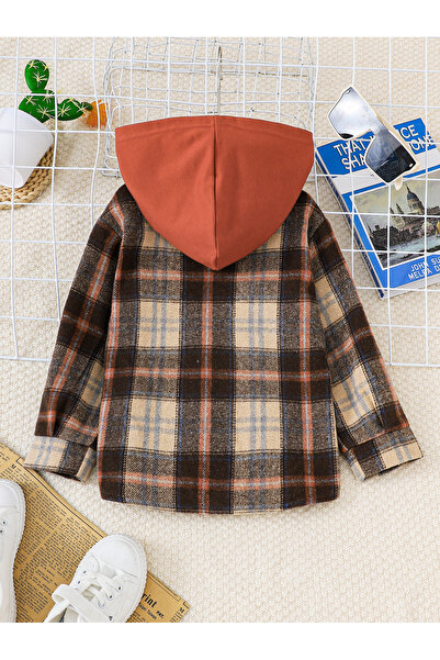 Take Two By Styli Boys Checked Hooded Shirt
