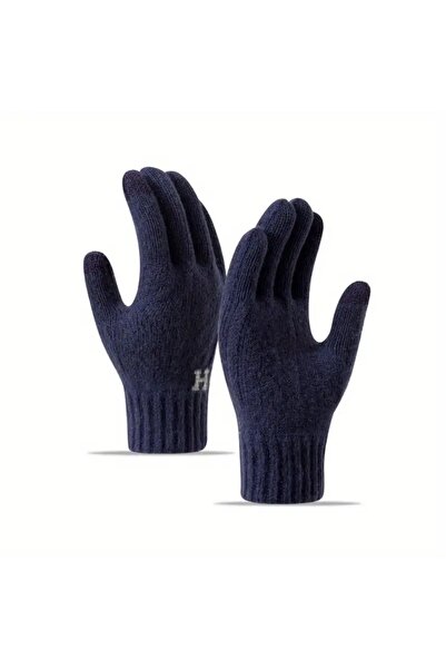 Flippy Men's Gloves, Flippy, Model H, Touchscreen Function, Knitted Acrylic Material, Navy Blue