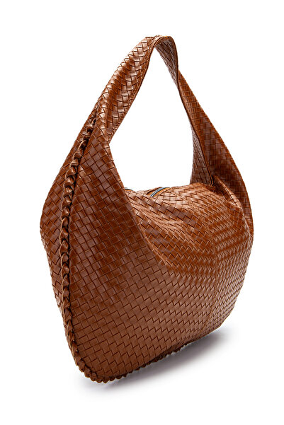 minebag Casual Knitted Detail Lauren Women's Shoulder Bag Brown