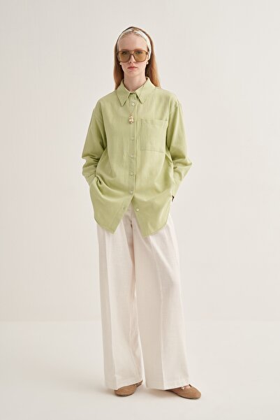 EBU Prive Women's Organic Cotton Oversize Shirt Light Green