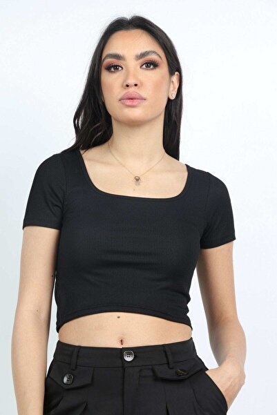 Kitschen Solid Cropped Short-Sleeve Top