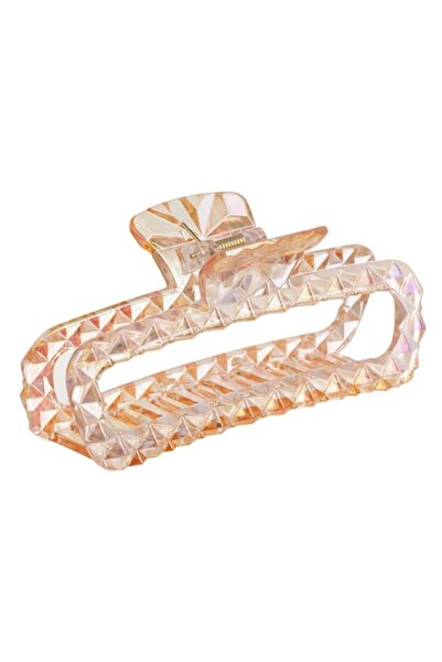 SHOPIENS - Agrafă de păr pentru femei - Coral transparent cu model diamantat, 13 cm