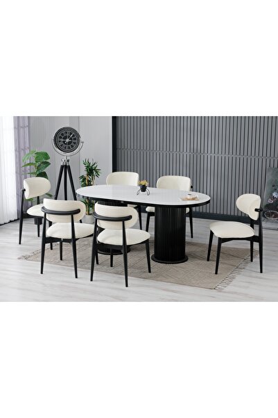 SHOOVVEL Elen Bohem Masa Sandalye Takımı Mutfak Salon Ofis Takımı Yemek Odası Takımı