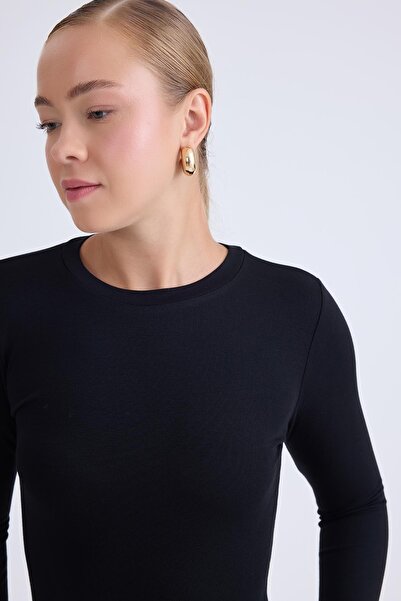 Vitrin Yuvarlak Yaka Uzun Kol Kalem Elbise