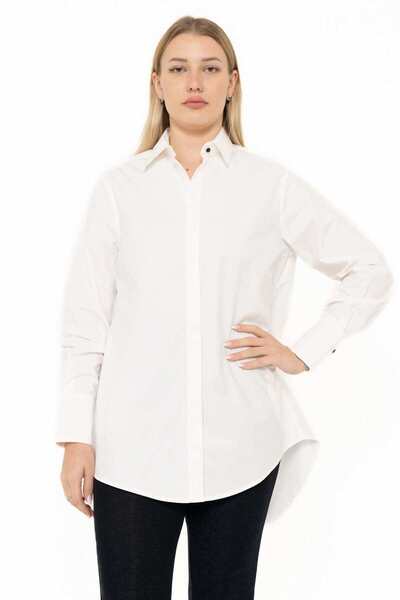 Yola Solid Long-Sleeve Shirt Collar Top