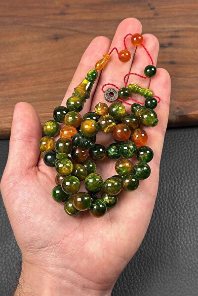 TESBİHKENTİ سبحة تسبيح مصنوعة من البكاليت الأخضر المموج من السلسلة الخاصة، 45...