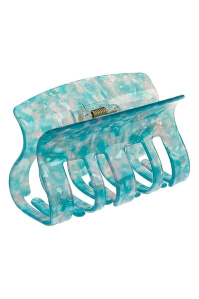 SHOPIENS - Clamă de păr pentru femei, model marmorat turcoaz, 8 cm