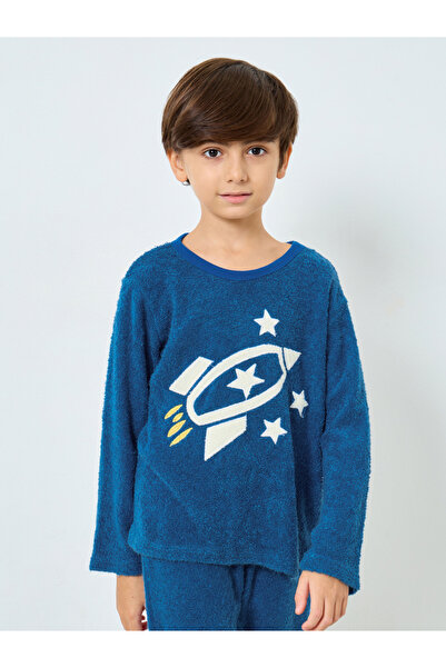 Styli Boys Star Space Applique Fleece Top and Pyjama Set