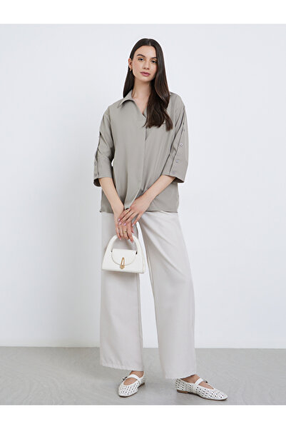 Take Two By Styli Solid Pleated Detail V-Neck Shirts